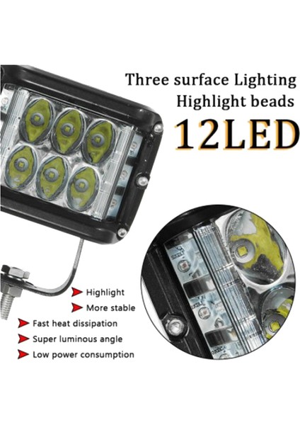 Üçlü Yan Işıklı Çalışma Işığı Kubbe Işık Strobe LED Oto Malzemeleri E (Yurt Dışından)