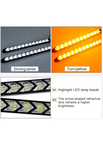 2x LED Drl Switchback Şeritleri Sıralı Yanıp Sönen Dönüş Sinyali Işıkları (Yurt Dışından) indirimleri