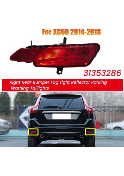 31353285 XC60 14-18 Için Sol Arka Tampon Sis Far Reflektörü Ampul Yok (Yurt Dışından)