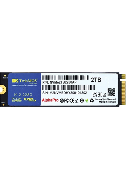 NVMe2TB2280Ap 2TB 3600-3250MB M.2 PCIe Gen3 NVMe SSD