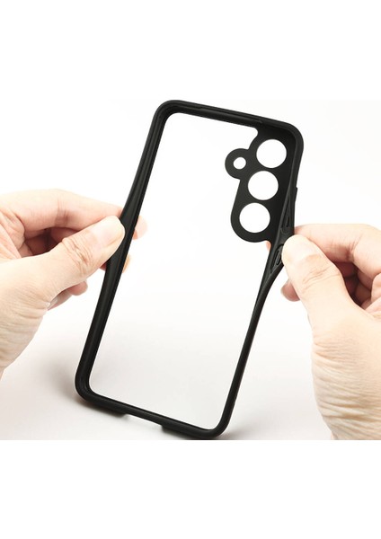 Galaxy S24 Kılıf Kamera Korumalı Şeffaf Arka Yüzey New Roll Siyah modelleri