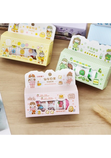 No.6 Tarzı Sevimli Sürüm Karikatür Washitape Maskeleme Washi Bant Seti Scrapbooking Dekoratif Yapışkanlı Etiket Günlüğü Karalama Defteri Kırtasiye (Yurt Dışından) fiyatları