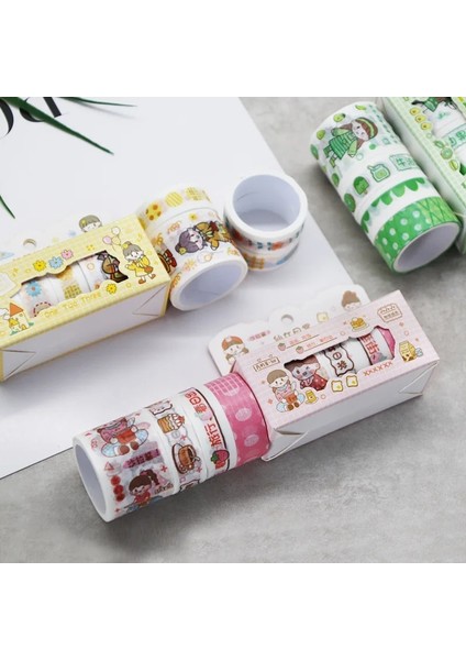 No.6 Tarzı Sevimli Sürüm Karikatür Washitape Maskeleme Washi Bant Seti Scrapbooking Dekoratif Yapışkanlı Etiket Günlüğü Karalama Defteri Kırtasiye (Yurt Dışından) modelleri