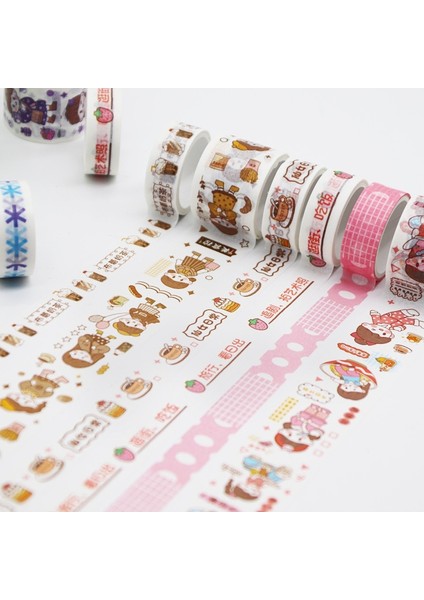 No.6 Tarzı Sevimli Sürüm Karikatür Washitape Maskeleme Washi Bant Seti Scrapbooking Dekoratif Yapışkanlı Etiket Günlüğü Karalama Defteri Kırtasiye (Yurt Dışından) fırsatları