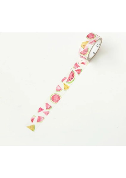 Kırmızı Stil Yeni Dekor El-Boyalı Suluboya Meyve Washi Bant Seti Limon Şeftali Karpuz Nar Çilek Dıy Maskeleme Bandı Kırtasiye (Yurt Dışından)