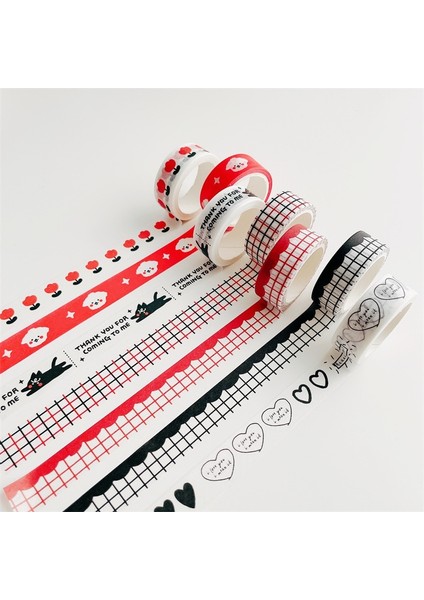 1 Adet F Tarzı 5m Ins Karikatür Sevimli Köpek Dekoratif Bant Kırmızı Siyah Dalga Izgara Diy Sahne Yapışkanlı Washi Bant Sticker Scrapbooking Günlüğü Kırtasiye (Yurt Dışından) fiyatları