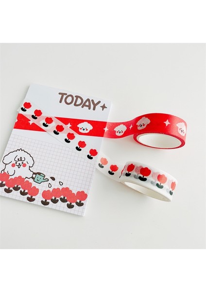 1 Adet F Tarzı 5m Ins Karikatür Sevimli Köpek Dekoratif Bant Kırmızı Siyah Dalga Izgara Diy Sahne Yapışkanlı Washi Bant Sticker Scrapbooking Günlüğü Kırtasiye (Yurt Dışından) modelleri