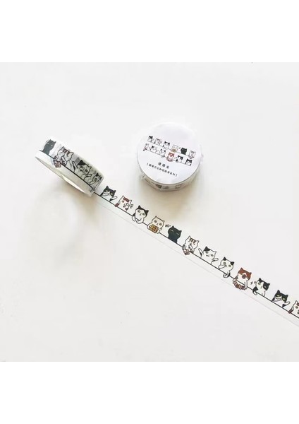 M204 Stili mm * 5m Sevimli Kawaii Sevimli Kedi Yapışkanlı Kağıt Washi Bant Maskeleme Bandı Dıy Scrapbooking Çubuk Etiket (Yurt Dışından)