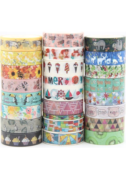 E62 Stili E1- E Kawaii Karikatür Dekorasyon Bandı Kağıt Washi Maskeleme Bandı Yaratıcı Scrapbooking Kırtasiye Okul Malzemeleri (Yurt Dışından) fiyatları