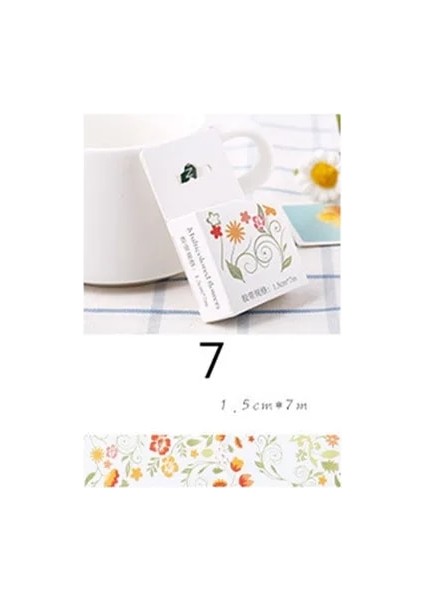 No.7 Tarzı 15MM x 7m Sevimli Lotkawaii Çiçek Gıda Hayvanlar Dekoratif Washi Bant Dıy Scrapbooking Maskeleme Bandı Okul Ofis Tedarik (Yurt Dışından)