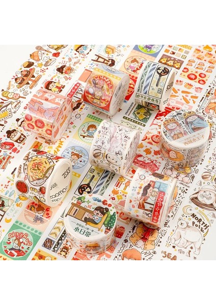 D4 4.5CMX3M Stili 1 Rulo Washi Bant Fat Planet 2.0 Serisi Sevimli Karakter Scrapbooking Dekoratif Malzeme Maskeleme Bantları Günlük Çıkartmaları (Yurt Dışından) fiyatları
