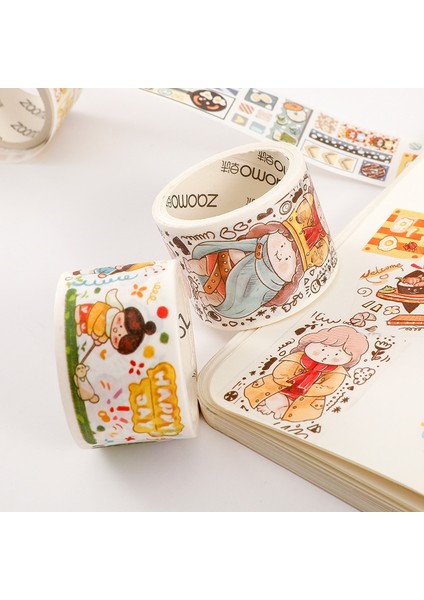 D4 4.5CMX3M Stili 1 Rulo Washi Bant Fat Planet 2.0 Serisi Sevimli Karakter Scrapbooking Dekoratif Malzeme Maskeleme Bantları Günlük Çıkartmaları (Yurt Dışından) modelleri