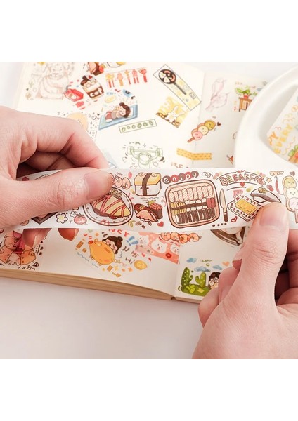 D4 4.5CMX3M Stili 1 Rulo Washi Bant Fat Planet 2.0 Serisi Sevimli Karakter Scrapbooking Dekoratif Malzeme Maskeleme Bantları Günlük Çıkartmaları (Yurt Dışından) fırsatları