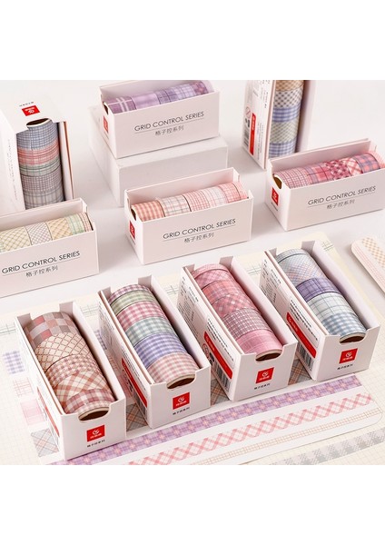Mu Se Tarzı Astoral Izgara Kontrol Serisi Washi Bant Basit ve Moda Dergisi Malzeme Etiketi Dıy Dekoratif Okul Ofis Malzemeleri (Yurt Dışından)