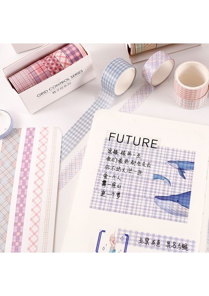 Mu Se Tarzı Astoral Izgara Kontrol Serisi Washi Bant Basit ve Moda Dergisi Malzeme Etiketi Dıy Dekoratif Okul Ofis Malzemeleri (Yurt Dışından) fırsatları