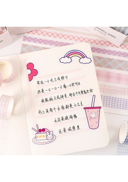 Mu Se Tarzı Astoral Izgara Kontrol Serisi Washi Bant Basit ve Moda Dergisi Malzeme Etiketi Dıy Dekoratif Okul Ofis Malzemeleri (Yurt Dışından) indirimleri