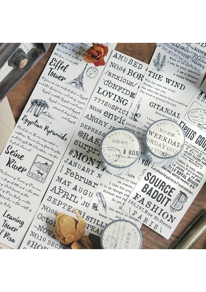 Bir Stil Pvc Şeffaf Vintage Ingilizce Notlar Sevimli Dekoratif Maskeleme Washi Bant Karalama Defteri Diy (Yurt Dışından)