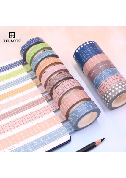 3X10MM Stili 10M Izgara Washi Bant Seti Maskeleme Bandı Yıkanabilir Bant Mesh Düz Renk Zaman Cetveli Tarih Hafta Ekstra Geniş Washie Bant Eski Biletler (Yurt Dışından) fiyatları