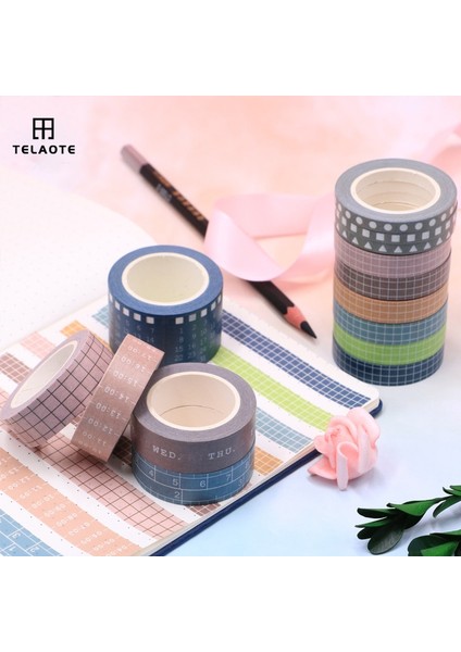 3X10MM Stili 10M Izgara Washi Bant Seti Maskeleme Bandı Yıkanabilir Bant Mesh Düz Renk Zaman Cetveli Tarih Hafta Ekstra Geniş Washie Bant Eski Biletler (Yurt Dışından) fırsatları