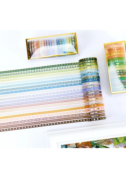 No.4 Tarzı 20 Rulo Washi Bant Seti Folyo Altın Ince Dekoratif Maskeleme Washi Bantlar Scrapbooking Hediye Paketleme Için 5mm Geniş Diy Kağıt Bant (Yurt Dışından)