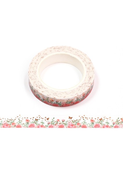 Bir Stil Suluboya Gül Altın Maskeleme Washi Bant Folyo Çiçek Dekoratif Yapışkan Bant Decora Diy Scrapbooking Sticker Etiket (Yurt Dışından)