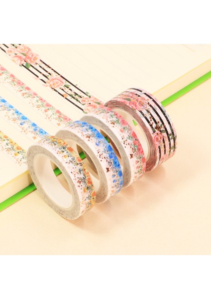 Bir Stil Suluboya Gül Altın Maskeleme Washi Bant Folyo Çiçek Dekoratif Yapışkan Bant Decora Diy Scrapbooking Sticker Etiket (Yurt Dışından)