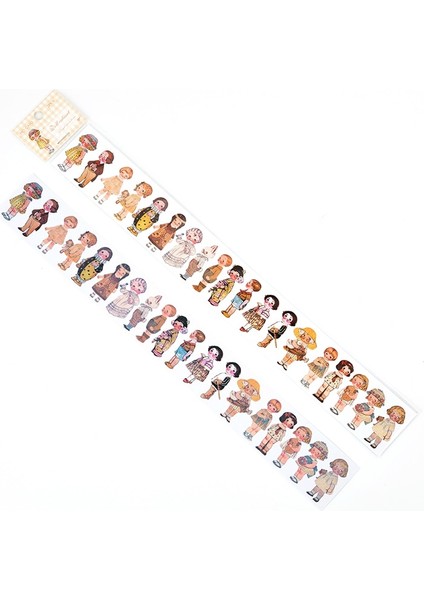 No.6 Tarzı Bebek Koleksiyonu Kabine Serisi Retro Karakterler Washi Maskeleme Bandı Etiketler Scrapbooking Kırtasiye Dekoratif Uzun Şerit Bant (Yurt Dışından) fiyatları