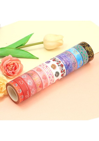 998 Tarzı 2022 Yeni 10M Dekoratif Kalpler ve Çiçekler Washi Bant Sevgililer Günü Seti Scrapbooking Planlayıcısı Yapışkan Maskeleme Bandı Sevimli Kırtasiye (Yurt Dışından) fırsatları