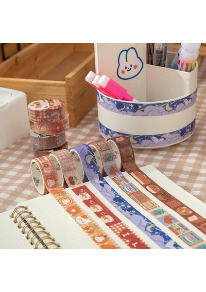 No.5 Tarzı Kawaii Washi Bant Scrapbooking Dıy Dekor Dergisi Kore Bant Sevimli Ayı Planlayıcısı Maskeleme Bandı Kağıt Günlüğü Kırtasiye Sticker (Yurt Dışından) modelleri