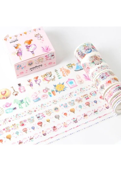 ST00063-8 Stili 1 Kutu Washi Kağıt Bant Seti Japon Tarzı Peri Masalı Kız Antika Techo Dekorasyon Çıkartmaları (Yurt Dışından) modelleri
