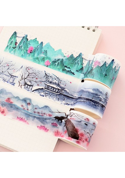 Stil7 Stili Çin Manzara Çiçekler Bitkiler Vintage Manzara Dekorasyon Washi Bant Dıy Planlayıcısı Günlüğü Scrapbooking Maskeleme Bandı (Yurt Dışından) fiyatları