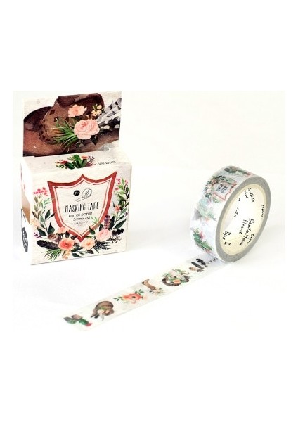 No.24 Tarzı Romantik Kiraz Çiçeği Dekorasyon Washi Bant Dıy Karalama Defteri Sevimli Çiçek Tüy Etiket Kawaii Maskeleme Bandı Okul (Yurt Dışından)