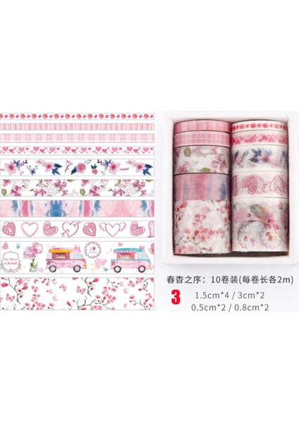 TYPE2-3-10PCS Tarzı Pcsset Siyah Folyo Washi Bant Japon Kağıt Dıy Planlayıcısı Maskeleme Bandı Yapışkan Bantlar Çıkartmalar Dekoratif Kırtasiye Bantları (Yurt Dışından)