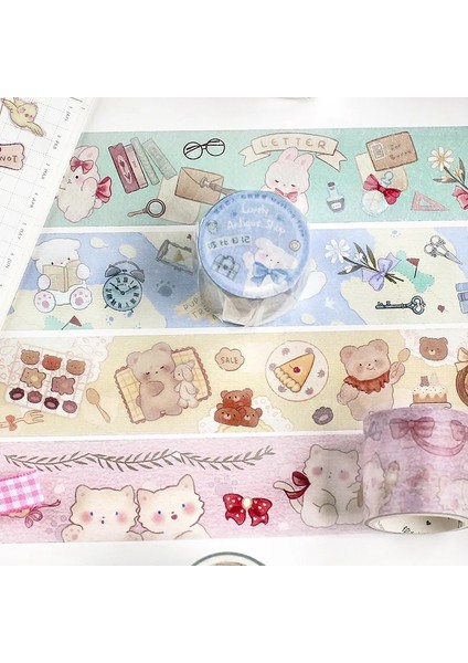 D Stili Sevimli Washi Bant Evcil Ayılar ve Kediler Diy El Sanatları ve Hediye Paketleme Için Dekoratif Washi Maskeleme Bandı (Yurt Dışından) modelleri