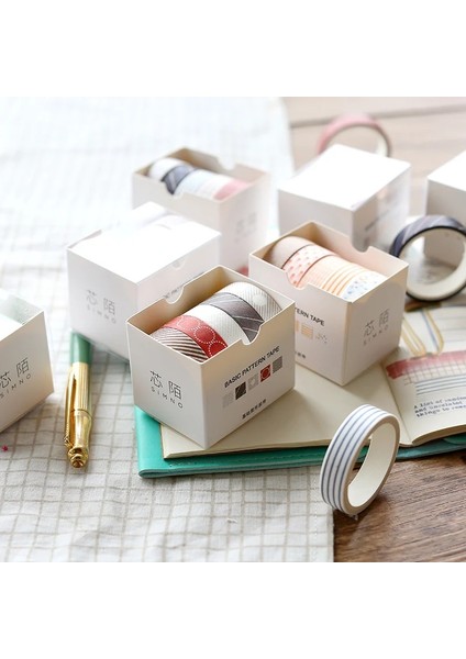 E Stili Ack Stripedgridflowers Temel Düz Renk Kağıt Washi Bant Yapışkan Bant Dıy Scrapbooking Sticker Etiket Maskeleme Bandı (Yurt Dışından) fırsatları
