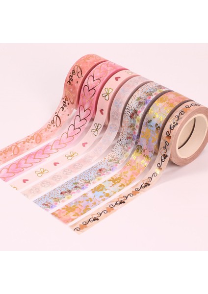 No.19 Tarzı Altın Folyo Kalp Washi Bant Sevgililer Günü Maskeleme Bandı Scrapbooking Kawaii Aşk Çiçek Dekoratif Bant Sabit Malzemeler (Yurt Dışından)