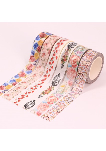 No.19 Tarzı Altın Folyo Kalp Washi Bant Sevgililer Günü Maskeleme Bandı Scrapbooking Kawaii Aşk Çiçek Dekoratif Bant Sabit Malzemeler (Yurt Dışından)