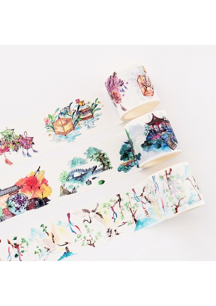 Stil3 Stili Ese Manzara Çiçekler Bitkiler Vintage Manzara Dekorasyon Washi Bant Dıy Planlayıcısı Günlüğü Scrapbooking Maskeleme Bandı (Yurt Dışından) fiyatları