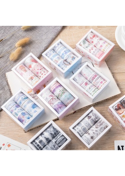 No.8 Stili Ack Flamingo Çiçek Kız Günlüğü Mermi Washi Bant Seti Dıy Scrapbooking Sticker Etiket Maskeleme Bandı Okul Ofis Tedarik (Yurt Dışından)