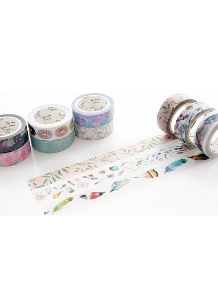 No.4 Tarzı Romantik Kiraz Çiçeği Dekorasyon Washi Bant Dıy Karalama Defteri Sevimli Çiçek Tüy Etiket Kawaii Maskeleme Bandı Okul (Yurt Dışından) fırsatları