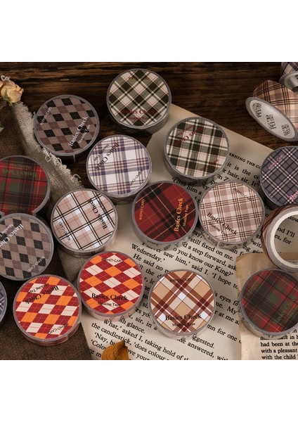 B Tarzı Dimi Retro Temel Kafes Dekoratif Maskeleme Bandı Tek Washi Bantlar Scrapbooking Dıy Dekorasyon Yaratıcı Etiket Etiket (Yurt Dışından) fiyatları