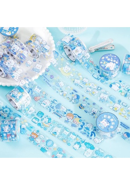 2 Boyutlu Stil 1 Rulo Pet Su Geçirmez Kawaii Mavi Beyaz Karikatür Ayı Maskeleme Bandı Günlüğü Planlayıcısı Albümü Dıy El Sanatları (Yurt Dışından) modelleri