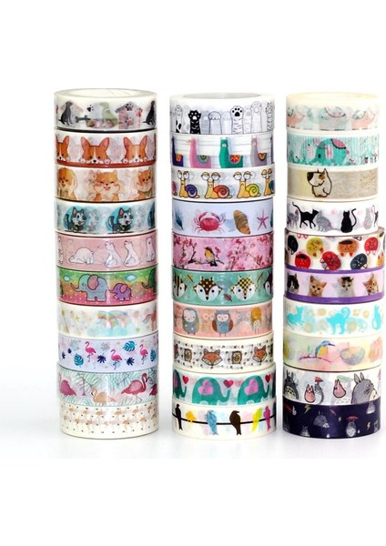 NO.514 Tarzı Dekor Washi Bant Hayvan Seti Llamas Köpek Kedi Flamingo Fil Kutup Ayısı Kuşlar Dıy Maskeleme Bantları Okul Ofis Malzemeleri (Yurt Dışından) fiyatları