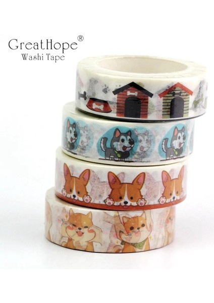 NO.514 Tarzı Dekor Washi Bant Hayvan Seti Llamas Köpek Kedi Flamingo Fil Kutup Ayısı Kuşlar Dıy Maskeleme Bantları Okul Ofis Malzemeleri (Yurt Dışından) fırsatları