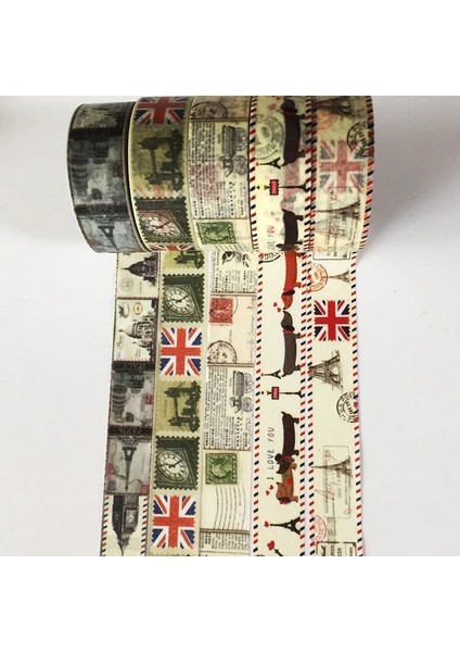 NO.1730 Tarzı S Beden Jiataihe Vintage Washi Bant Vintage Eyfel Kulesi Dıy Dekoratif Scrapbooking Planlayıcısı Maskeleme Bandı Yapışkan Bant Etiket Sticker S (Yurt Dışından) fiyatları