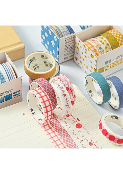 Şanslı Gün Stili Renkli Çizgi Doku Washi Bant Seti Yapışkan Maskeleme Kağıt Bant Dıy Ofis Kırtasiye Malzemeleri Dekorasyon Scrapbooking 5 Adet (Yurt Dışından)