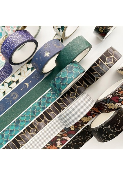 No.8 Stili 1.5CMX7M Vintage Siyah Altın Folyo Washi Bant Dekoratif Karalama Defteri Dergisi Planlayıcısı Maskeleme Bandı Zanaat Çıkartmalar Kırtasiye (Yurt Dışından) fiyatları