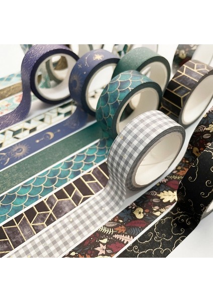 No.8 Stili 1.5CMX7M Vintage Siyah Altın Folyo Washi Bant Dekoratif Karalama Defteri Dergisi Planlayıcısı Maskeleme Bandı Zanaat Çıkartmalar Kırtasiye (Yurt Dışından) modelleri