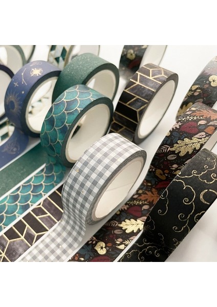 No.8 Stili 1.5CMX7M Vintage Siyah Altın Folyo Washi Bant Dekoratif Karalama Defteri Dergisi Planlayıcısı Maskeleme Bandı Zanaat Çıkartmalar Kırtasiye (Yurt Dışından) fırsatları