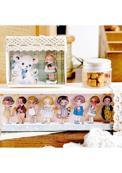 No.10 Tarzı Bebek Koleksiyonu Kabine Serisi Retro Karakterler Washi Maskeleme Bandı Etiketler Scrapbooking Kırtasiye Dekoratif Uzun Şerit Bant (Yurt Dışından) indirimleri